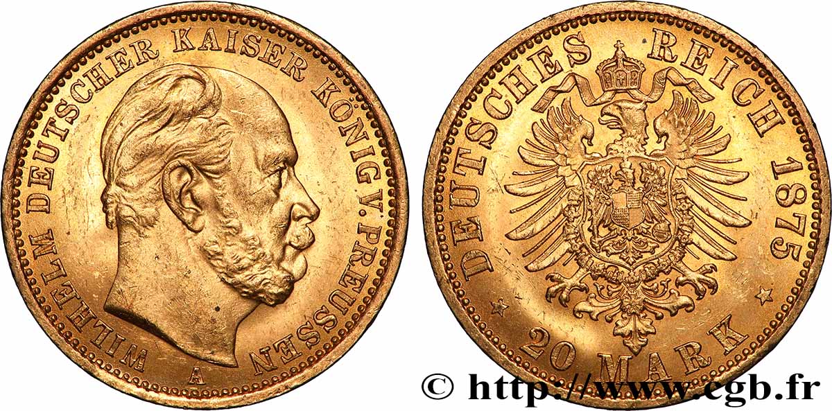 GOLD-, PALLADIUM- UND PLATIN-INVESTITIONEN 20 Mark Guillaume Ier 1875 Berlin VZ