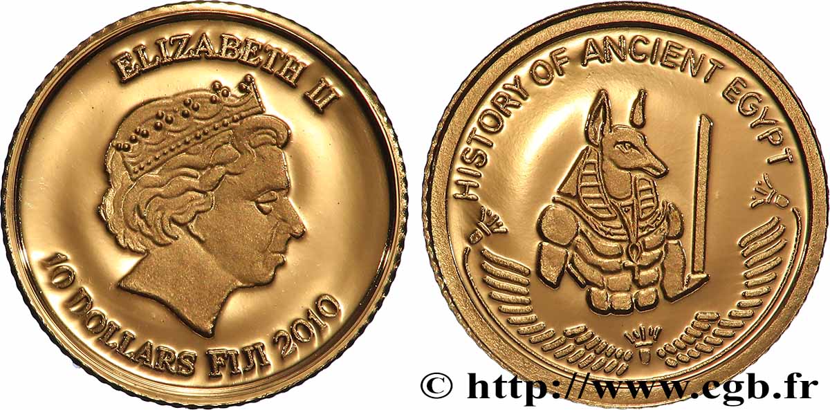 FIJI 10 Dollar Proof Anubis 2010 MS