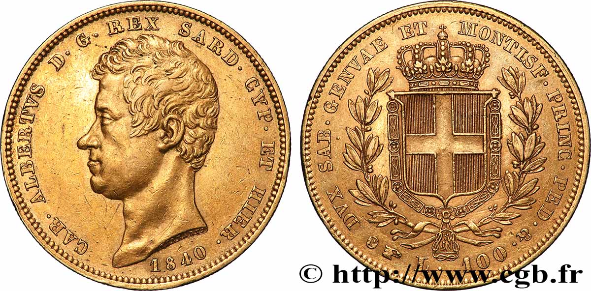 ITALIEN - KÖNIGREICH SARDINIEN - KARL ALBERT 100 Lire 1840 Gênes VZ