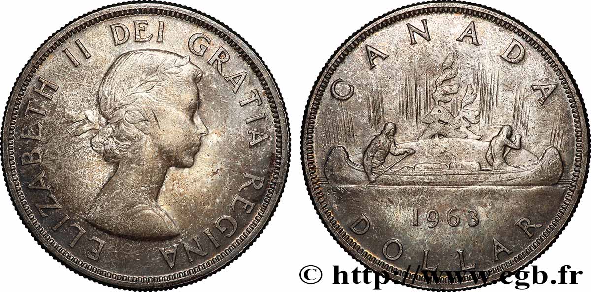 CANADA 1 Dollar Canoë avec indien 1963 Ottawa AU