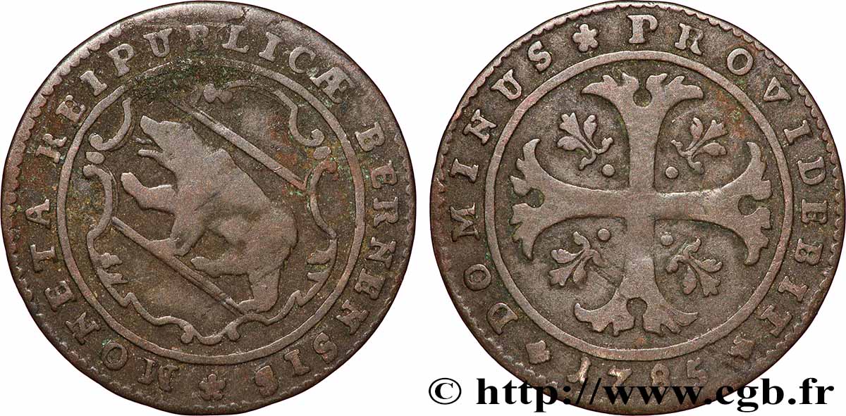 SUISSE - CANTON DE BERNE 1/2 Batzen 1785 Berne TB