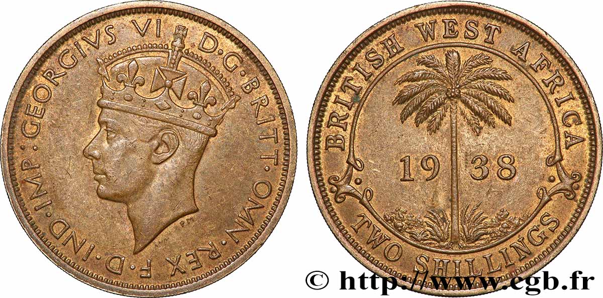 AFRICA DI L OVEST BRITANNICA 2 Shillings Georges VI 1938 Kings Norton - KN q.SPL