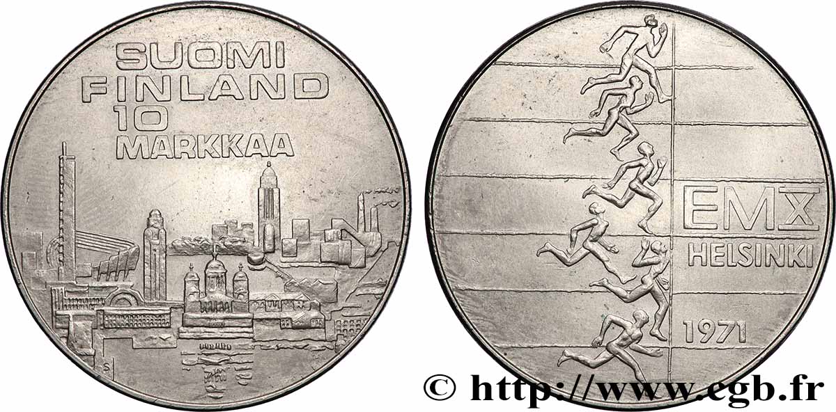 FINLAND 10 Markkaa 10e championnat d’Europe d’athlétisme 1971 Helsinki AU