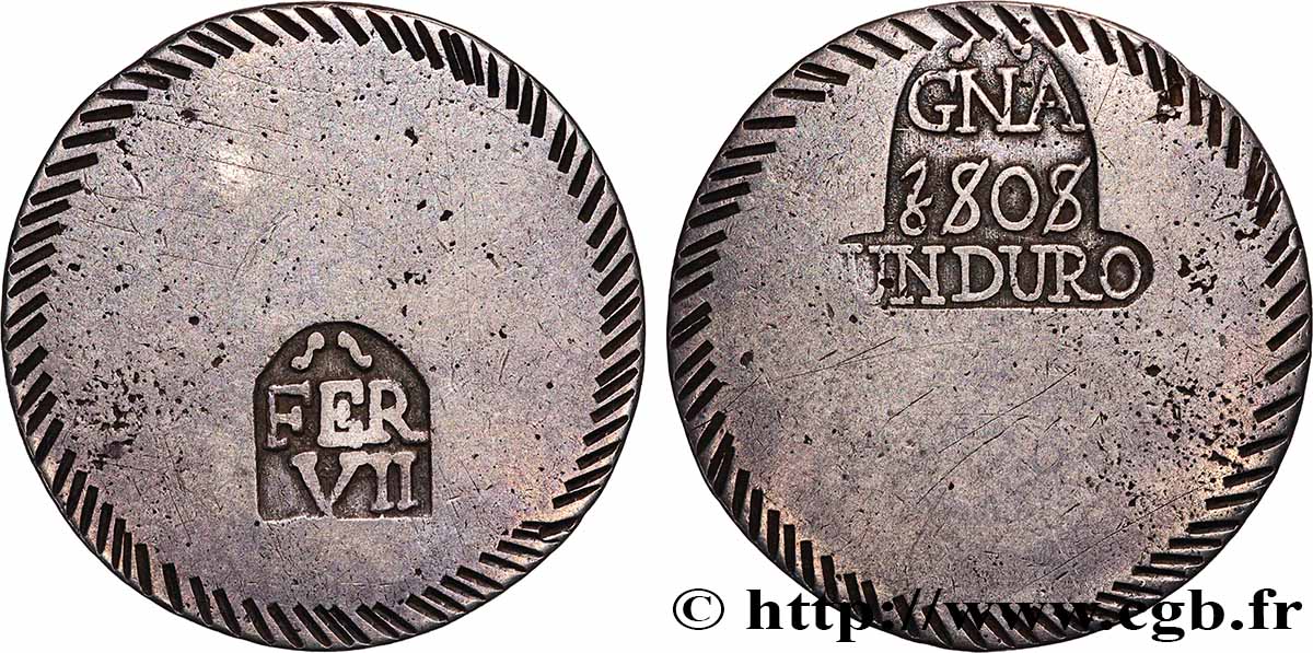 SPANIEN - KÖNIGREICH SPANIEN - FERDINAND VII. 1 Duro / 5 Pesetas 1808 Gérone SS