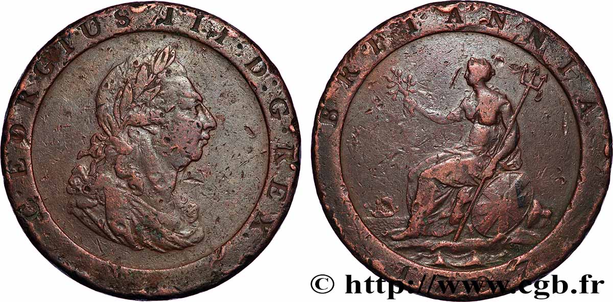 ROYAUME-UNI 1 Penny Georges III 1797 Soho TTB