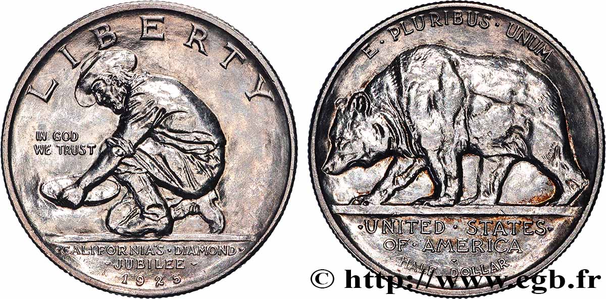ÉTATS-UNIS D AMÉRIQUE 1/2 Dollar California Diamond Jubilee 1925 San Francisco SPL