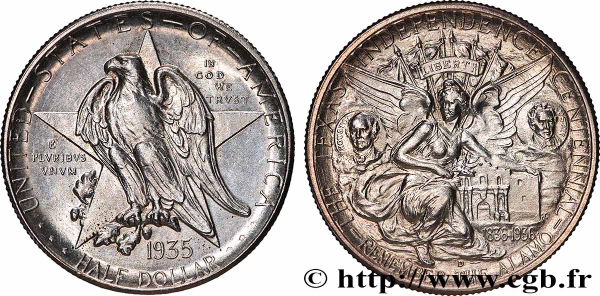 UNITED STATES OF AMERICA 1/2 Dollar Indépendance du Texas 1935 Denver AU