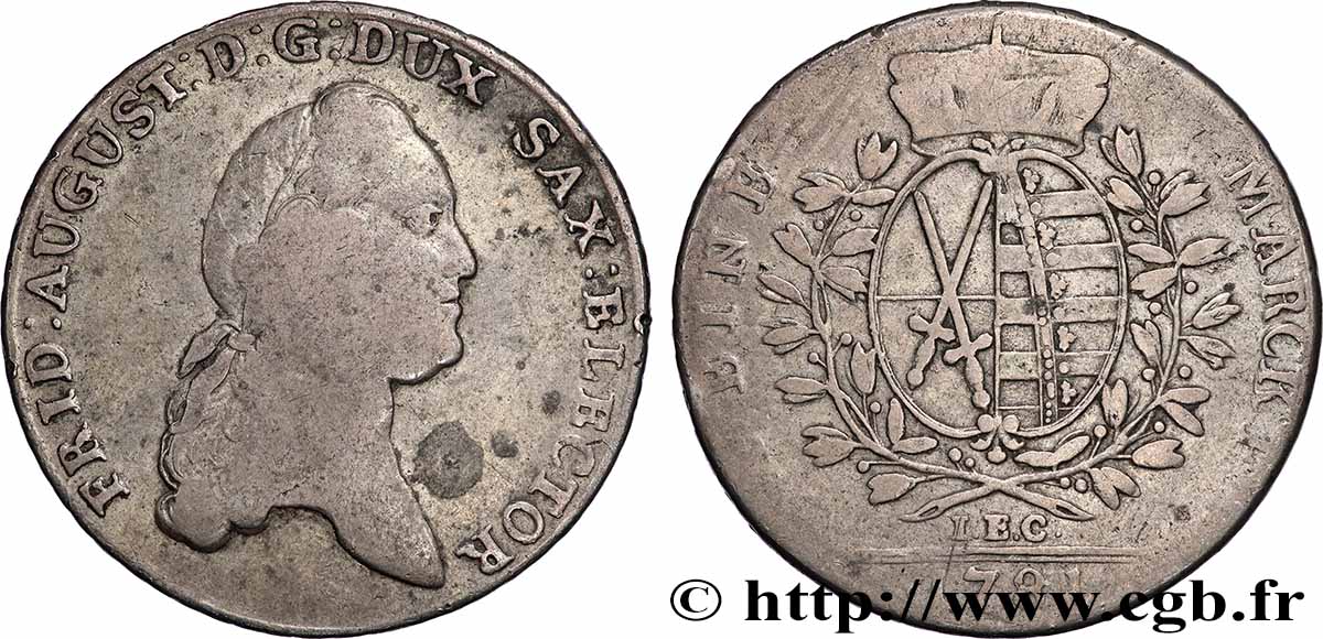 ALLEMAGNE - ÉLECTORAT DE SAXE - FRÉDÉRIC-AUGUSTE III 1 Thaler 1781 Dresde TB