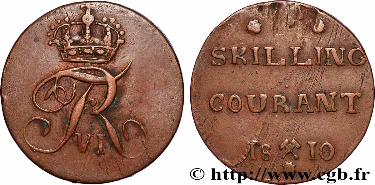 NORVÈGE 2 Skilling Frédéric VI 1810 Kongsberg TTB