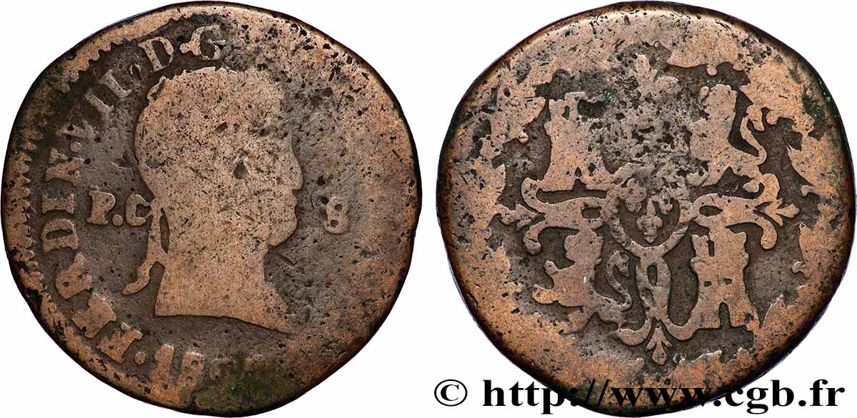 SPAIN 8 Maravedis Ferdinand VII 1823 Pamplune VF