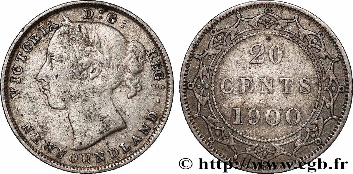 TERRE-NEUVE 20 Cents Victoria 1900 TB+