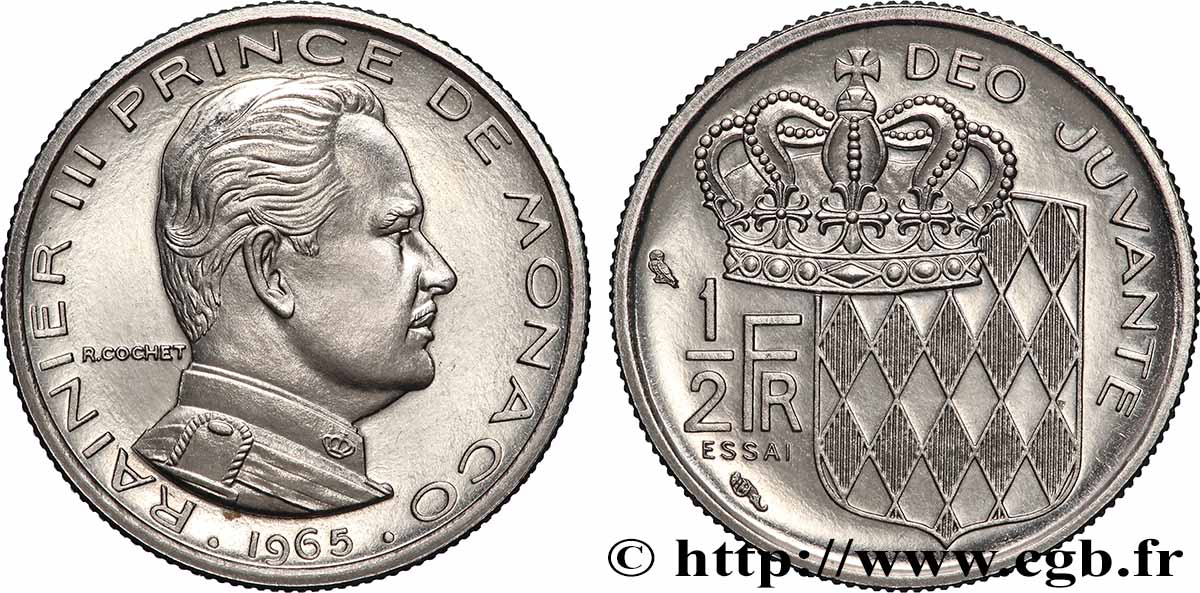 MONACO - PRINCIPAUTÉ DE MONACO - RAINIER III Essai de 1/2 Franc 1965 Paris SPL