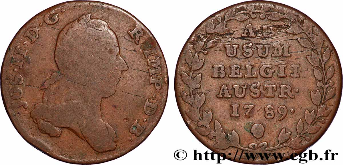 BÉLGICA - PAíSES BAJOS AUSTRíACOS 2 Liards Joseph II 1789 Bruxelles BC+