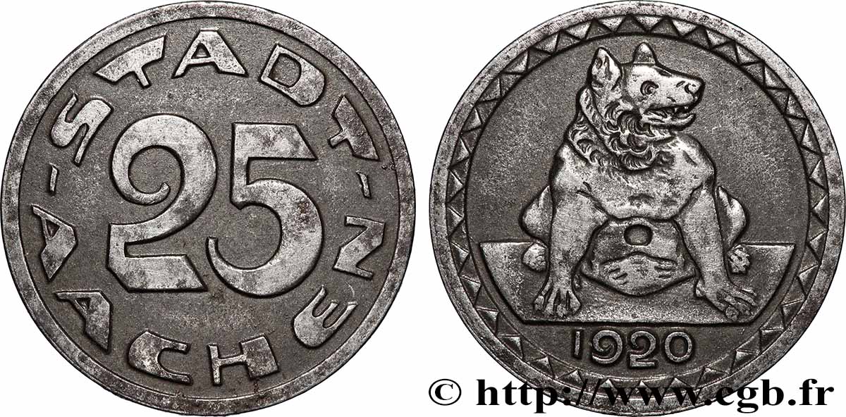 GERMANIA - Notgeld 25 Pfennig Aachen (Aix-la-Chapelle) 1920 BB