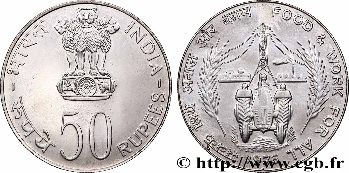 INDIEN
50 Rupees (Roupies) FAO 1976 Bombay fST