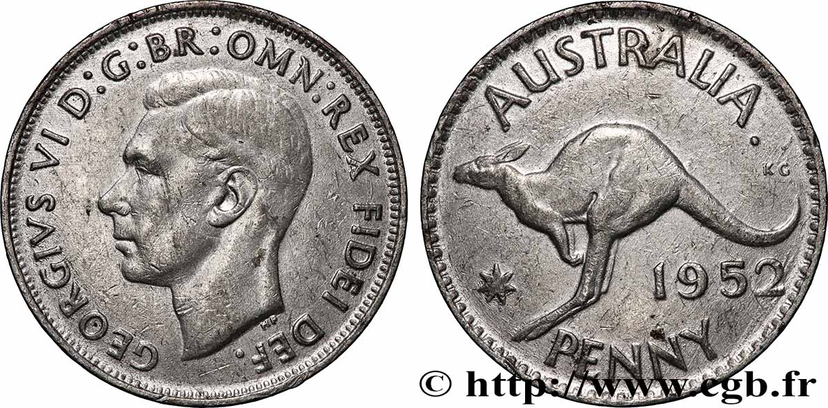 AUSTRALIA 1 Penny Georges VI 1952 Melbourne XF