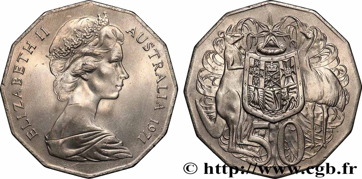 AUSTRALIEN 50 Cents Elisabeth II 1971 VZ