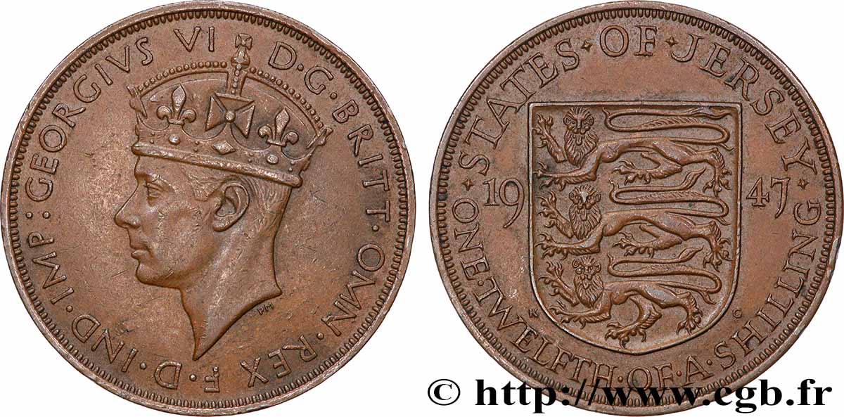 JERSEY 1/12 Shilling Georges VI 1947 Londres q.SPL