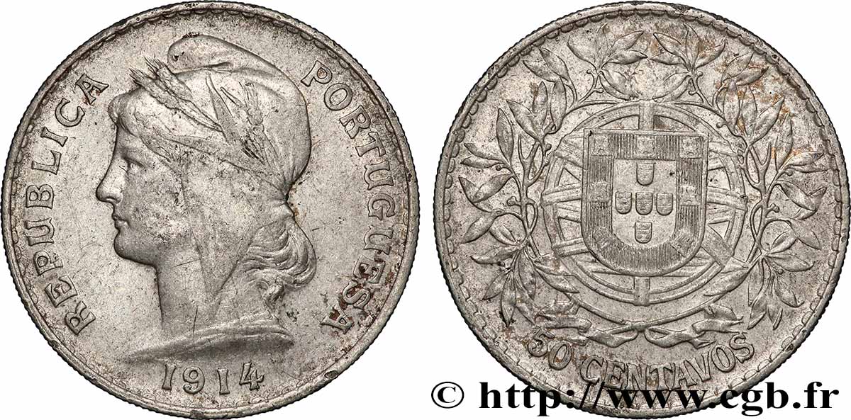PORTUGAL 50 Centavos 1914 XF