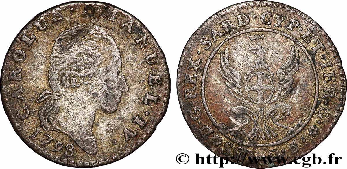 ITALIE - SAVOIE - DUCHÉ DE SAVOIE - CHARLES-EMMANUEL IV 2,6 Soldi 1798 Turin fSS