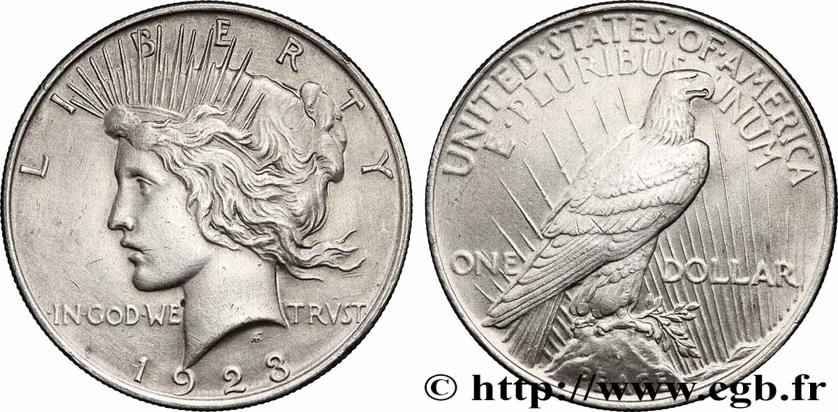 UNITED STATES OF AMERICA 1 Dollar Peace 1923 Philadelphie AU