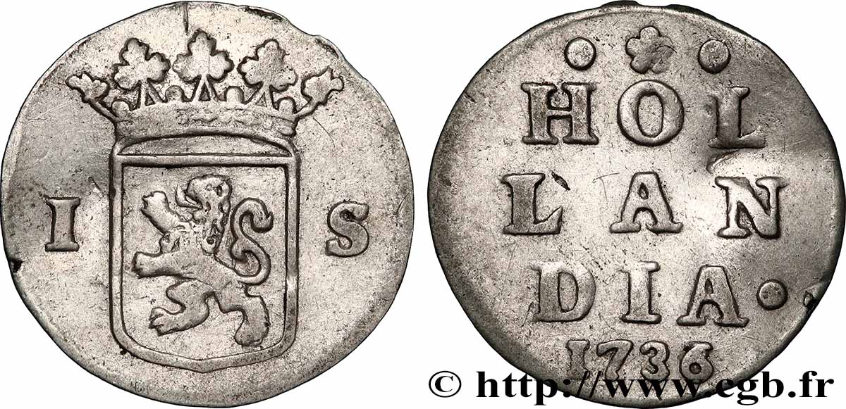 PAYS-BAS - PROVINCES-UNIES 1 Stuiver Hollande 1736 Dordrecht TB+