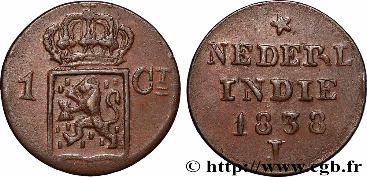 INDES NEERLANDAISES 1 Cent (Duit) pour Sumatra 1838 TTB