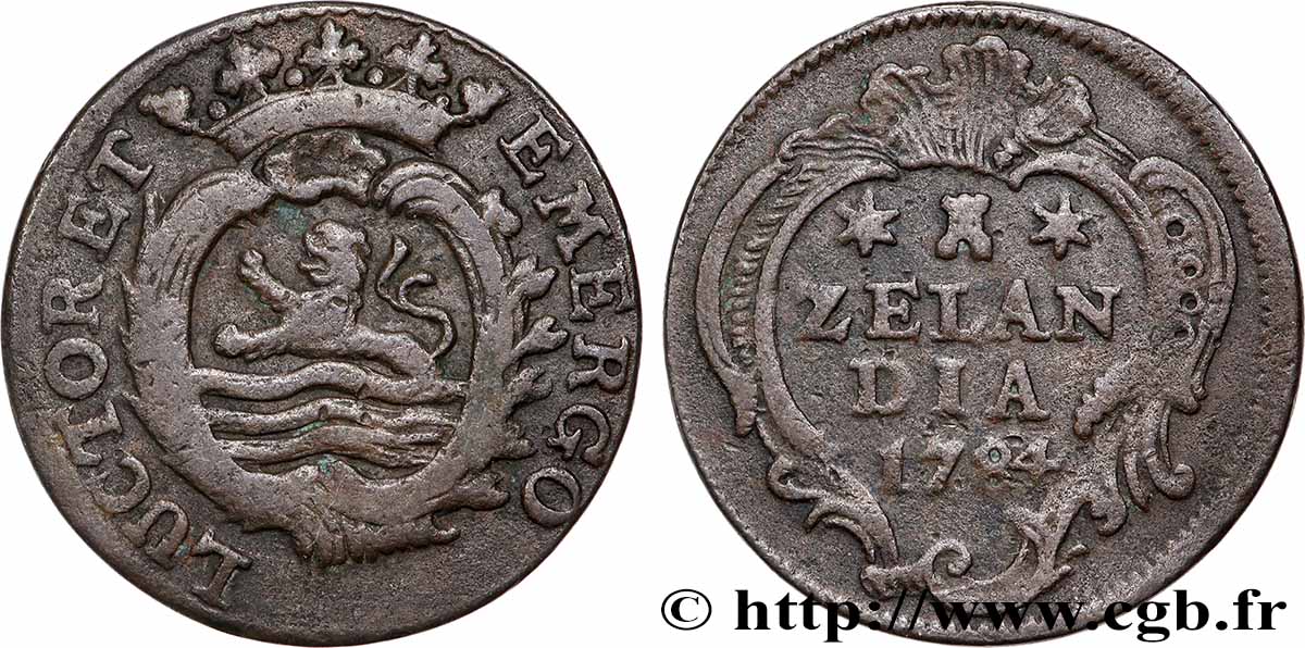 NETHERLANDS - UNITED PROVINCES 1 Duit Zélande 1784 XF