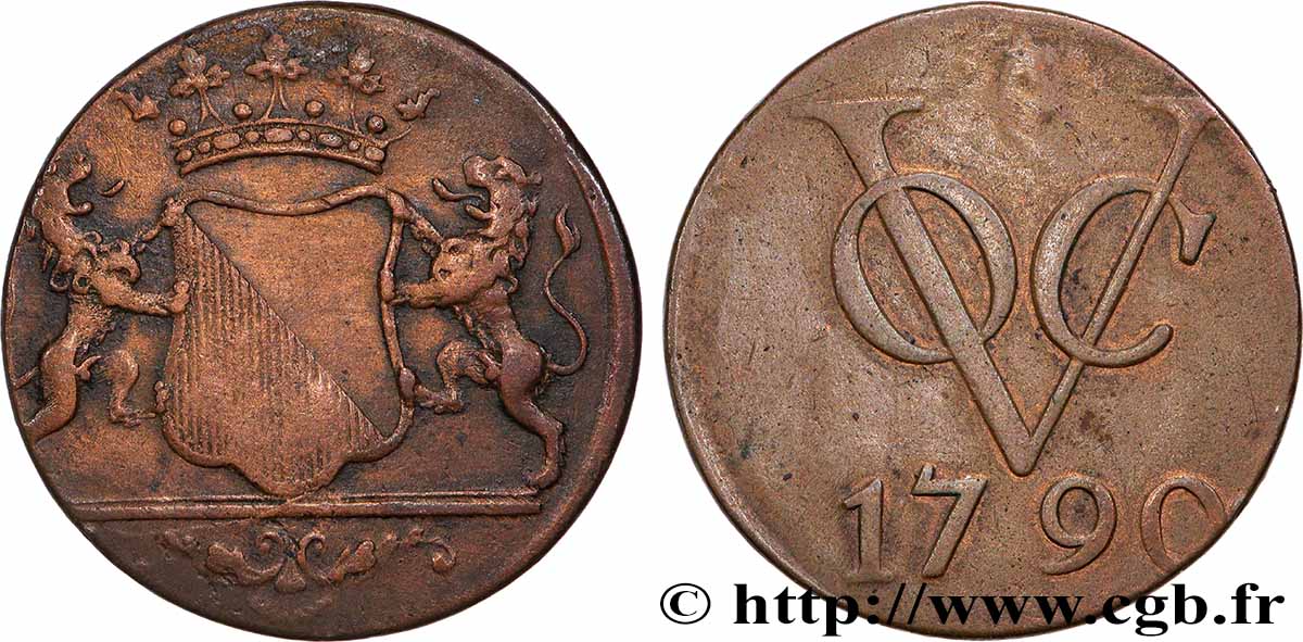 NETHERLANDS - UNITED PROVINCES 1 Duit Utrecht 1790 XF