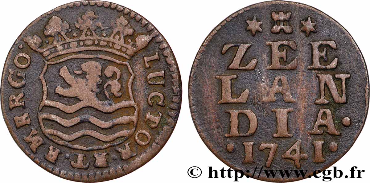 PAYS-BAS - PROVINCES-UNIES 1 Duit Zélande 1741 TTB