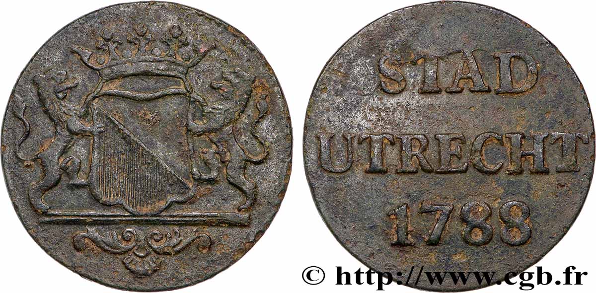 PAYS-BAS - PROVINCES-UNIES 1 Duit Utrecht 1788 TTB