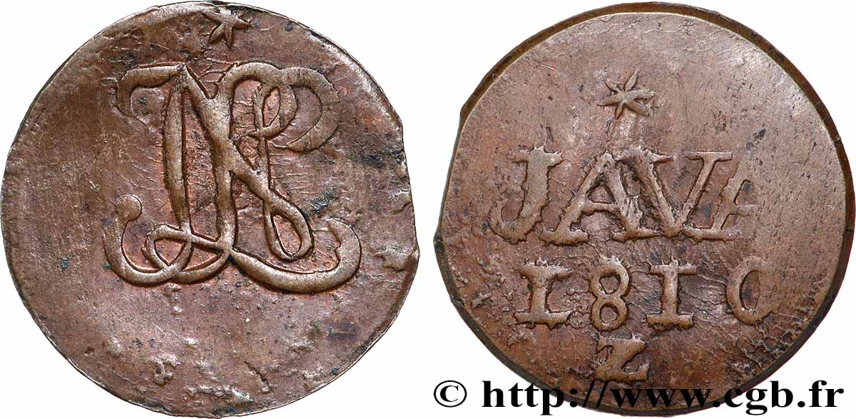INDIE OLANDESI 1/2 Stuiver Louis Napoléon pour Java 1810 Harderwijk q.BB