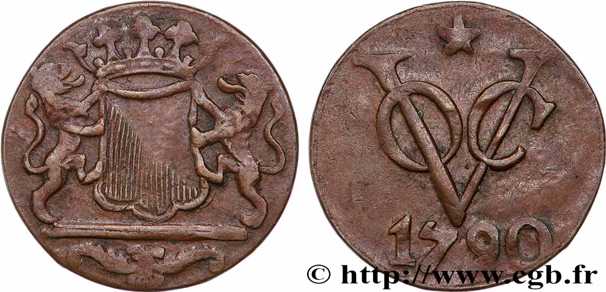 NETHERLANDS INDIES 1 Duit armes d’Utrecht 1790 XF