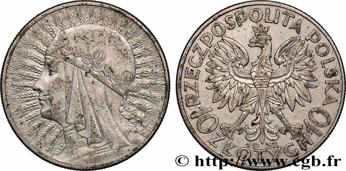 POLOGNE 10 Zlotych reine Jadwiga 1932 Londres TTB