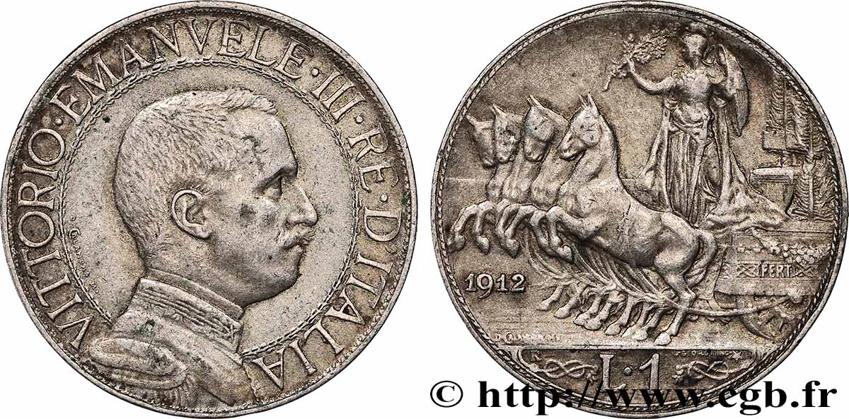 ITALIE - ROYAUME D ITALIE - VICTOR-EMMANUEL III 1 Lire 1912 Rome TTB