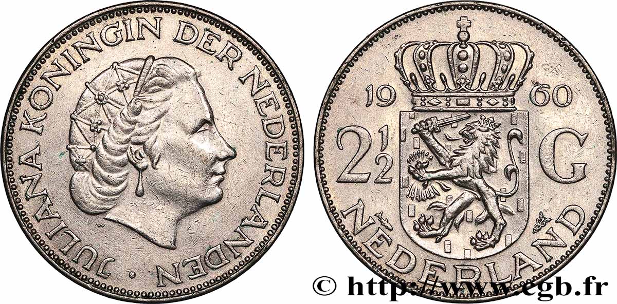 PAYS-BAS 2 1/2 Gulden Juliana 1960 Utrecht SUP