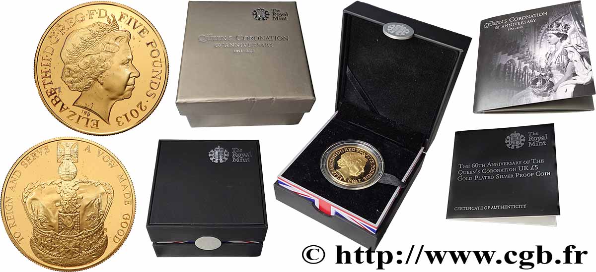 ROYAUME-UNI 5 Pounds (5 Livres) Proof Jubilé de Diamant 2013 FDC