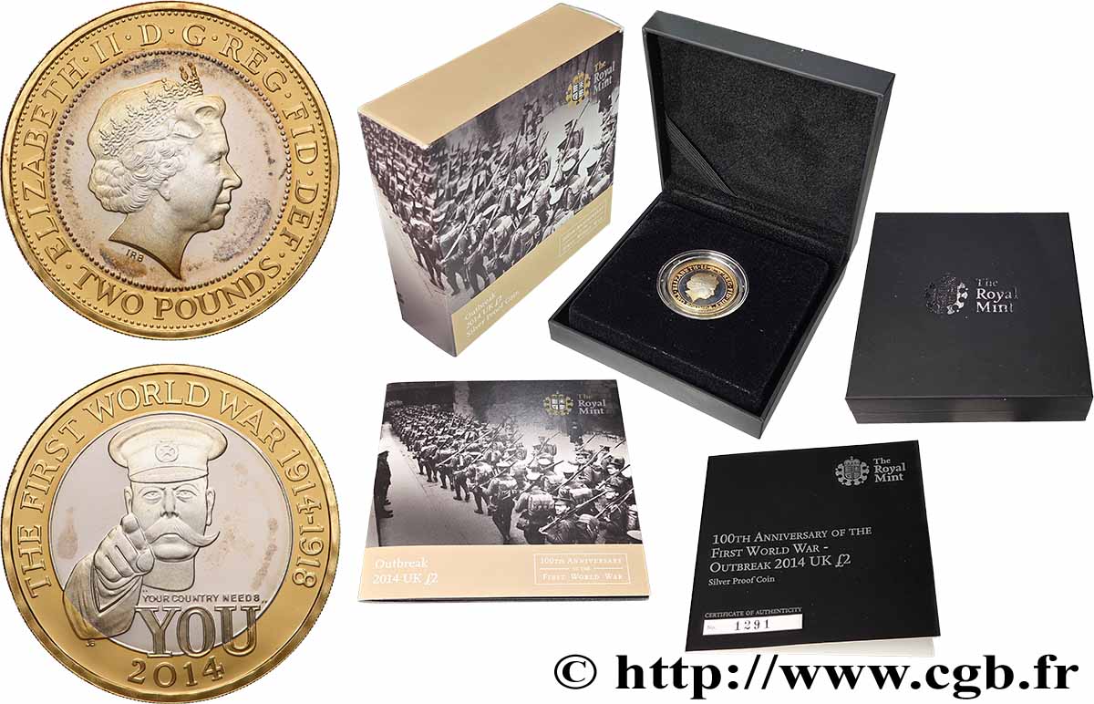 ROYAUME-UNI 2 Pounds Proof OUTBREAK 2014 FDC