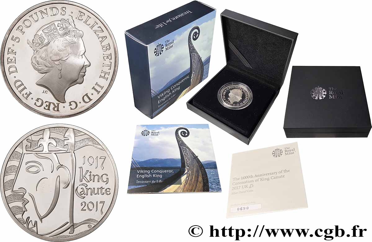 VEREINIGTEN KÖNIGREICH 5 Pounds (5 Livres) Proof Héritage Viking 2017 ST