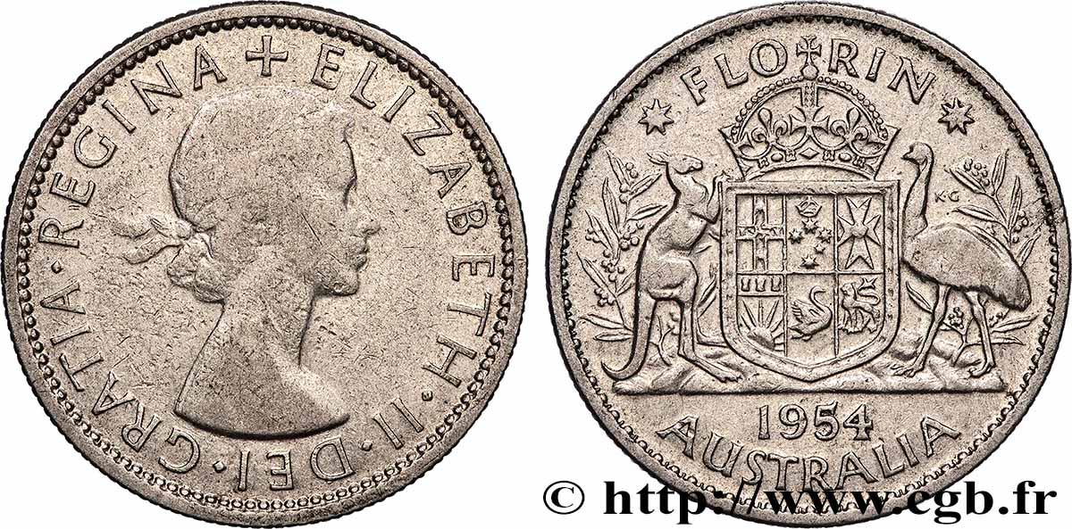 AUSTRALIE 1 Florin Elisabeth II 1954 Melbourne TB+