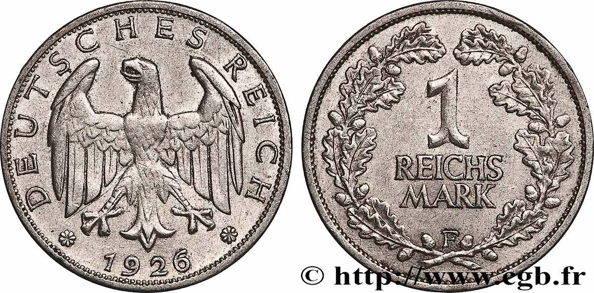ALLEMAGNE 1 Reichsmark aigle 1926 Stuttgart TTB+