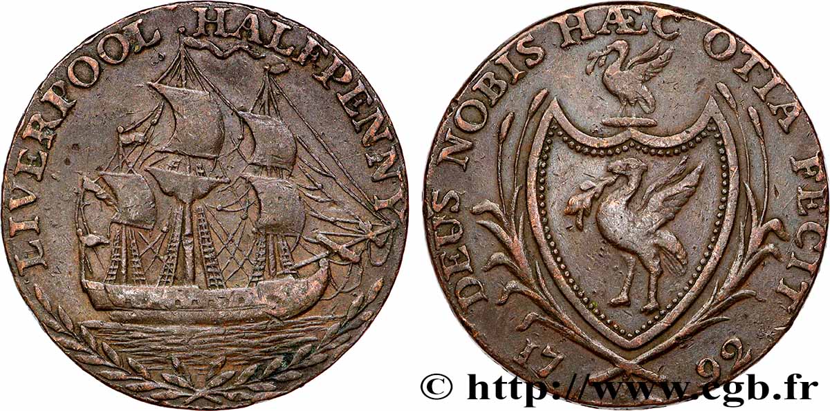 GETTONI BRITANICI 1/2 Penny Liverpool (Lancashire) 1792 BB