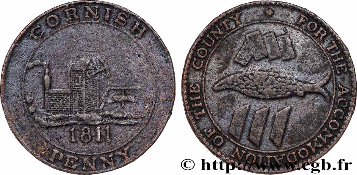 ROYAUME-UNI (TOKENS) 1 Penny “Cornish Penny” Scorrier House (Redruth) 1811 TB+