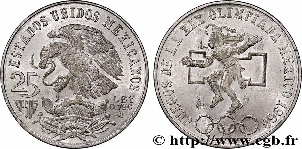 MEXICO 25 Pesos Jeux Olympiques de Mexico 1968 Mexico MS