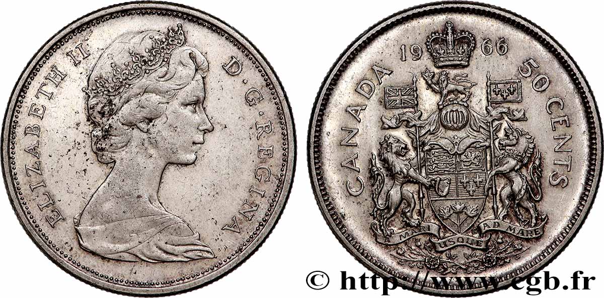 CANADA 50 Cents Elisabeth II 1966 SUP