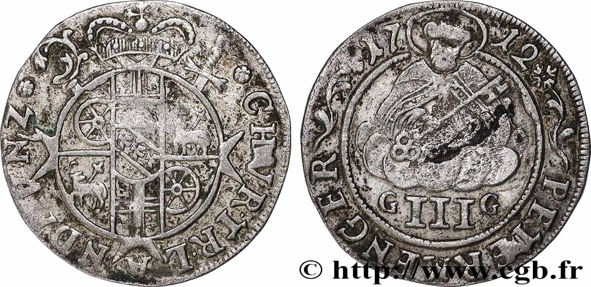 ALLEMAGNE - TRÈVES 3 Petermenger (Albus) Charles Joseph de Lorraine 1712 TTB