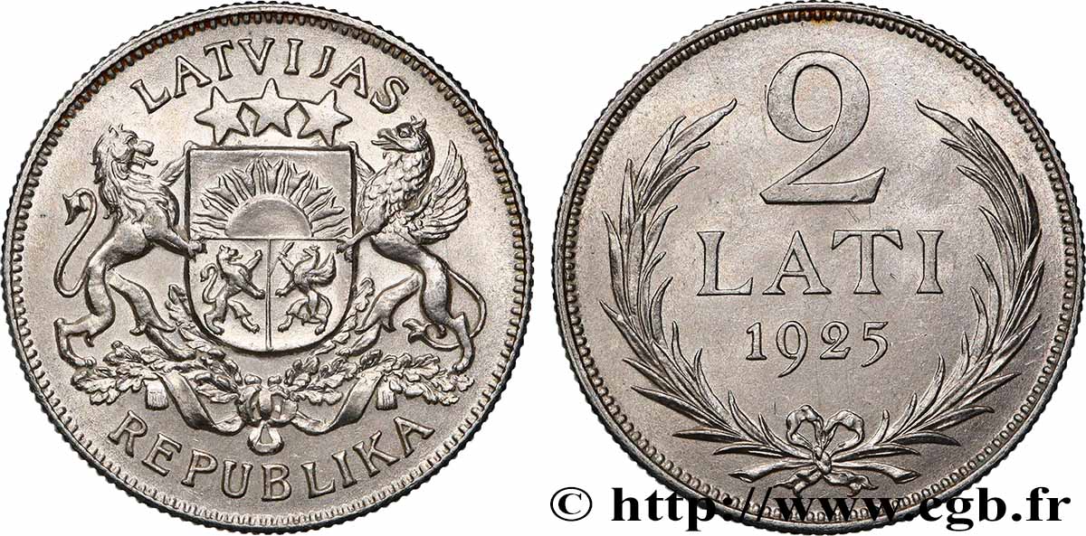 LETTONIE 2 Lati emblème 1925 Londres SUP