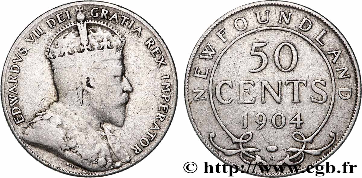 TERRE-NEUVE 50 Cents Édouard VII 1904 Heaton TB
