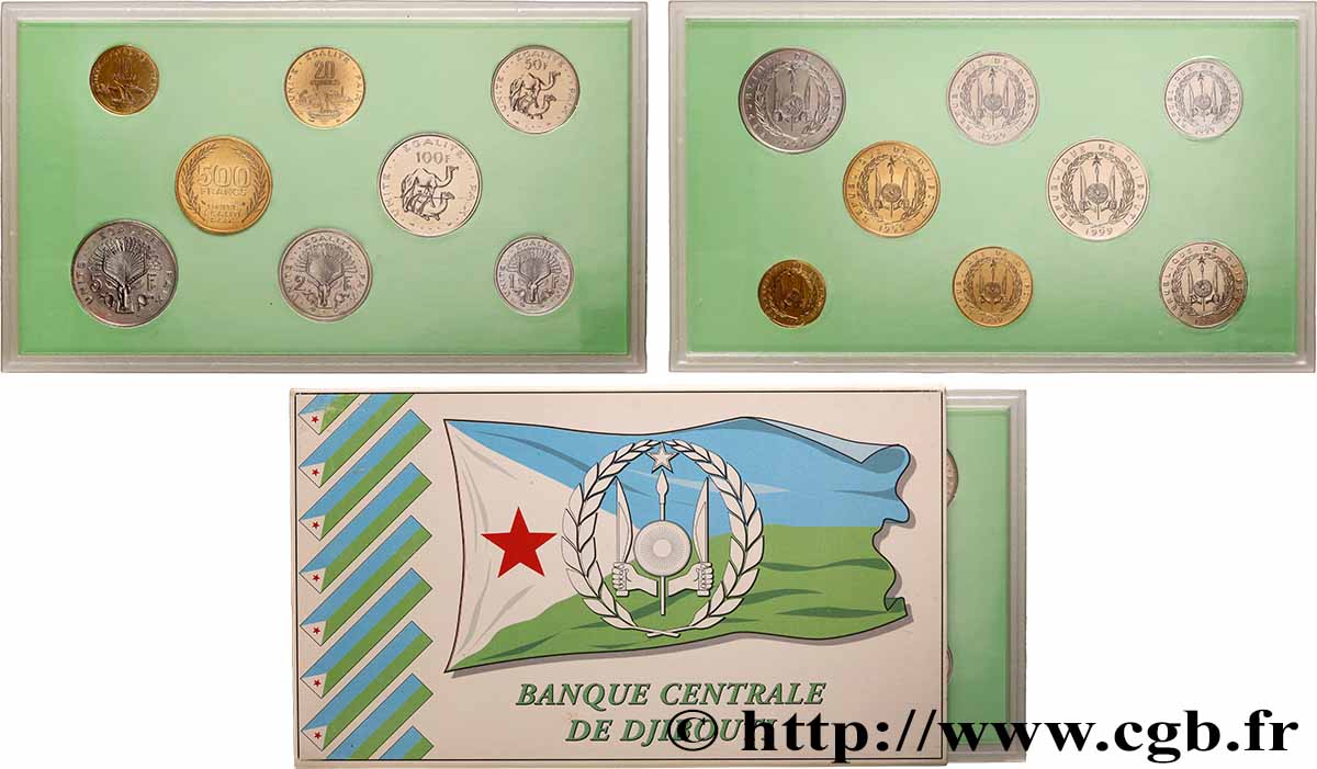 DJIBOUTI Série FDC de 8 monnaies 1999 Paris FDC