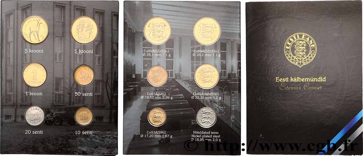 ESTLAND Lot de 8 monnaies 1993-1998 Tallinn fST